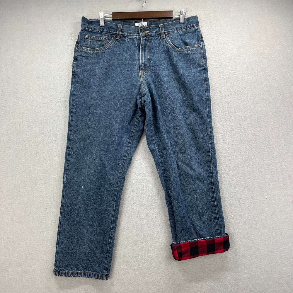 Croft & Barrow Jeans Mens 36x30 Blue Straight Fit Flannel Lined Work Gorpcore